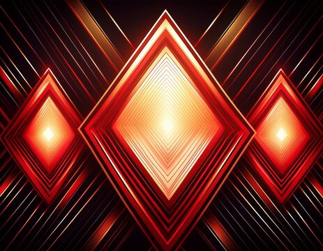 glowing red and cream diamond grid pattern with repeating rhombus tiles on black background