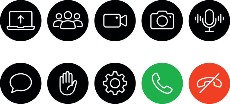 Set of modern communication and interface business icon elements for digital web design and mobile application development