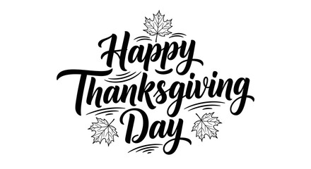 Obraz premium Elegant black hand lettering calligraphy design for a festive happy thanksgiving day greeting card or poster