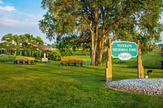 Belle Plaine Veterans Memorial Park Entrance with Military Memorial in Minnesota