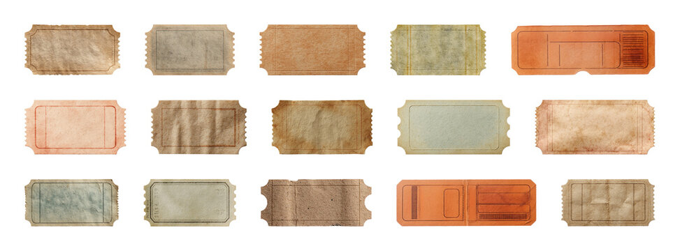 PNG Vintage paper note card set with distressed textured, transparent background