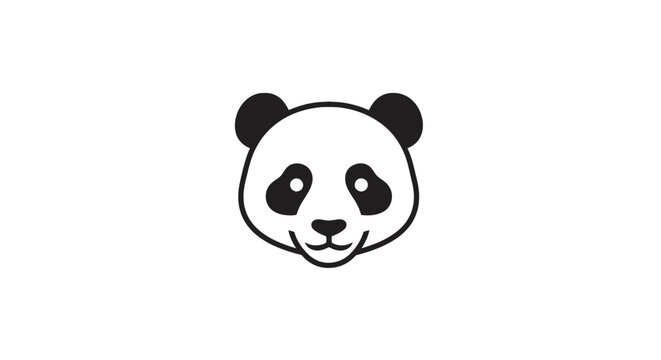 Cute simple panda head line art icon