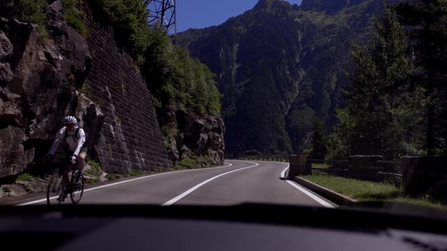 POV of Driving a Sports Car Through the Curves of a Mountain Pass. Susten Pass, Switzerland