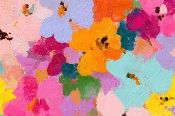Obraz premium Vibrant abstract floral oil painting illustration