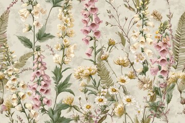 Obraz premium Vintage floral pattern with delicate wildflowers.