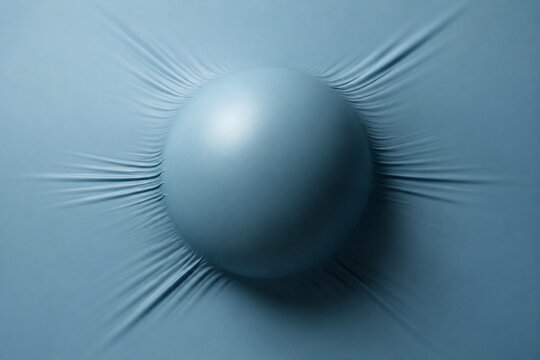 Sphere bulging from a stretched elastic membrane, creating tension.