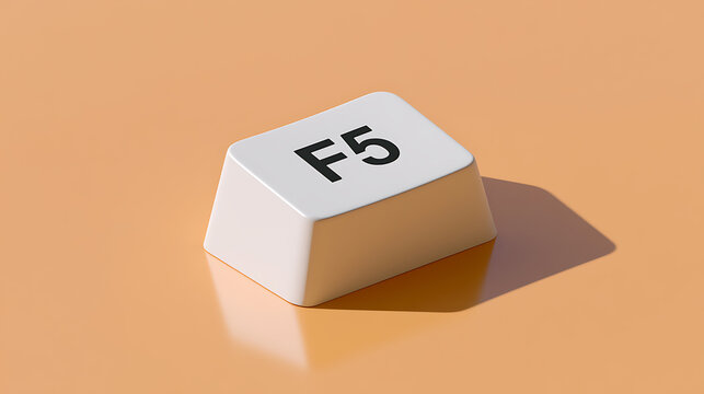Minimalist F5 Function Key on Warm Orange Background with Sharp Shadow, Representing Refresh, Software Updates, or Technical Support Concepts