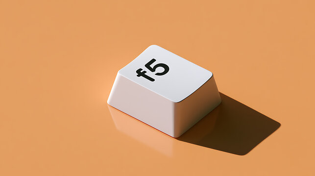 Refresh Key: White F5 Button on Orange Surface, Concept of Update, Reload, and Data Refresh in Computing and Technology