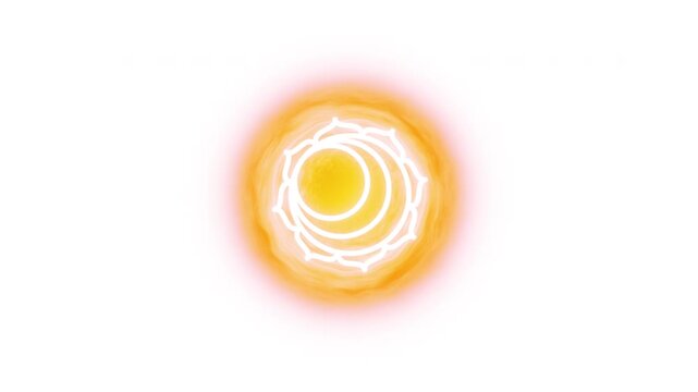 Seven Chakras activating on White Human Silhouette in Meditation on Cosmic Background