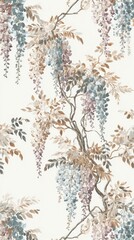 Obraz premium Elegant floral design with pastel wisteria, perfect for mobile wallpaper.