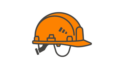 Fototapeta premium Bright orange construction safety helmet illustration.