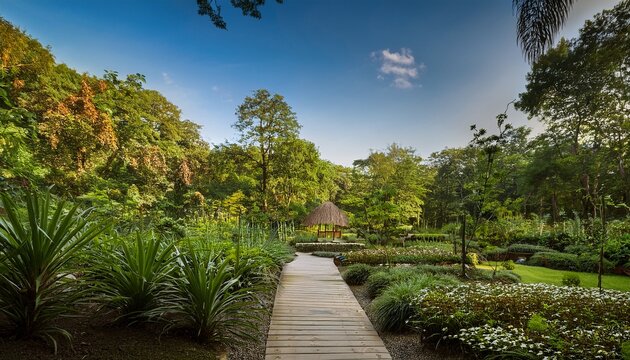 a verdant botanical garden with ayurvedic medicinal plants a serene sanctuary for wellness and learning