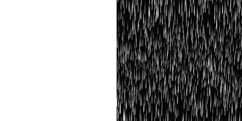 Obraz premium Black and white rain texture overlay. Vertical falling streaks for weather effect design.