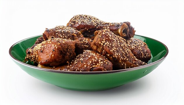 chitradurga mutton ellu sesame roast in sage green bowl isolated on white background