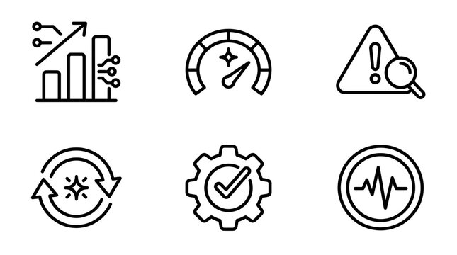 Business Performance and Data Analytics Line Icon Set