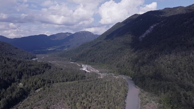 Aerial View of a Mountain River Valley Near the River&rsquo;s Source. Isar River, Germany