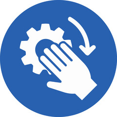 Fototapeta premium Machine hand safety icon vector – safe operation around gears symbol