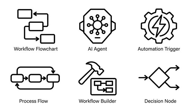 AI Automation and Workflow Business Process Icon Set