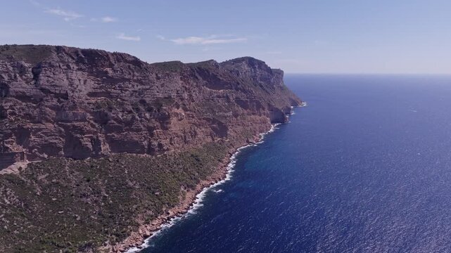 Aerial View of Spectacular Ocean Cliffs Along a Rugged Coastline. Cassis, France