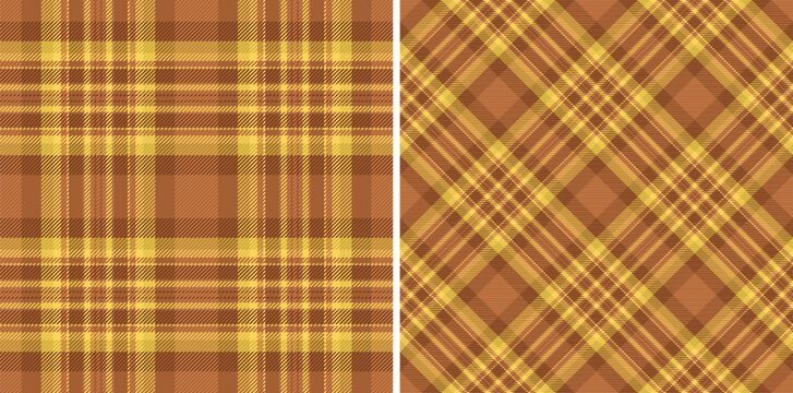 Check fabric vector of tartan pattern textile with a texture plaid seamless background. Set in warm colors for luxurious velvet fashion trends.