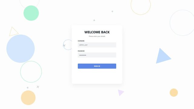 Welcome back login form interface animation