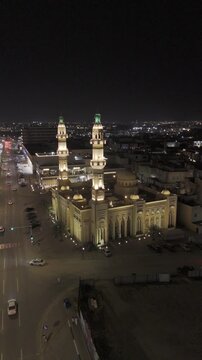Al Ahsa, Saudi Arabia - April 16, 2026: Push-in to Sheikh Abdullah Naim Mosquec