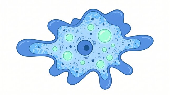Blue amoeba illustration for biology science study