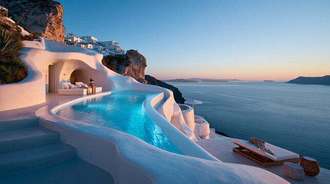 Luxury Cliffside Villa with Infinity Pool at Sunset