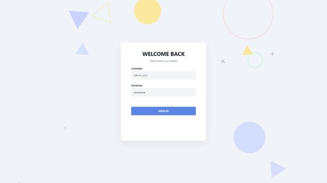 Login form interface with clean modern design