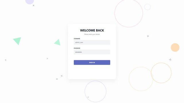 Welcome back login screen interface mockup
