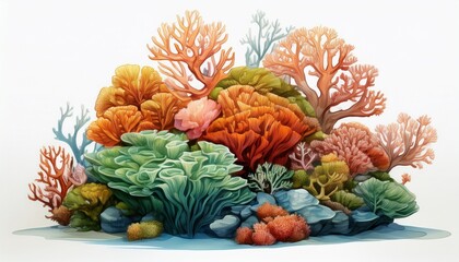 Fototapeta premium small coral reef isolated on white background cutout generative ai