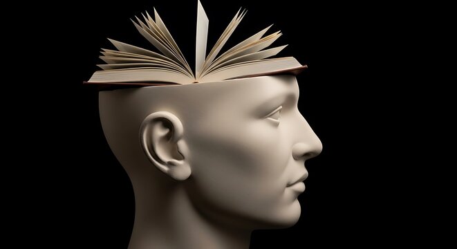 Human Head Profile with Open Book Knowledge Concept