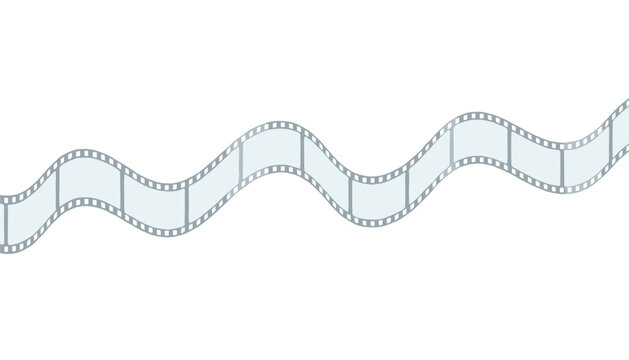 Wavy film strip vector design with transparent frames for video editing concepts.