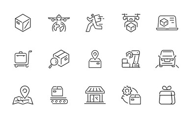Fototapeta premium Modern logistics and delivery service icons for global shipping and supply chain management