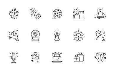 Fototapeta premium Collection of festive celebration icons for holidays and special occasions