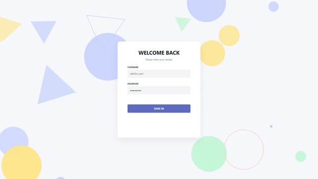 Welcome back login interface screen mockup