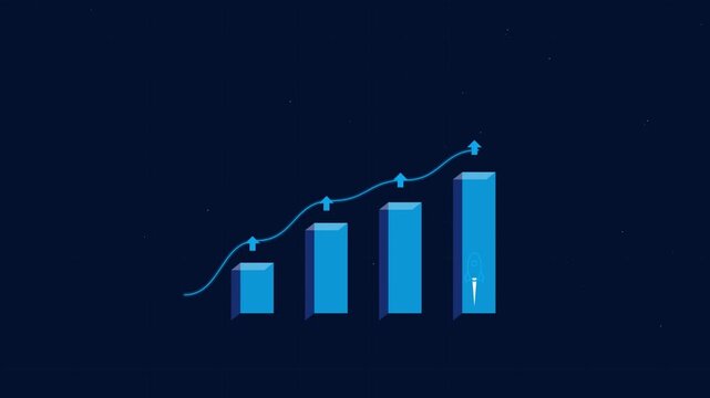 Business bar chart with rising growth trend arrow