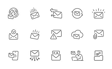 Fototapeta premium Collection of modern email and communication icons for digital use