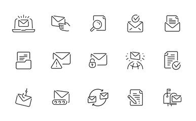 Fototapeta premium Collection of email and communication icons for digital services