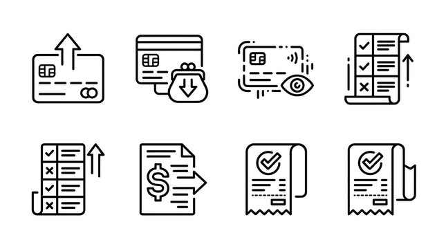 Financial Payment and Transaction Line Icon Set