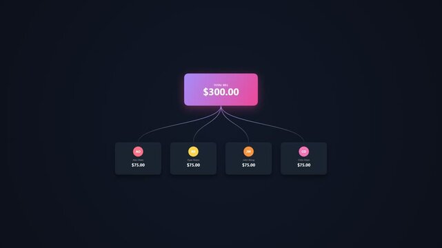 Financial budget infographic showing money distribution and expenses