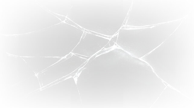 Glass pieces with cracks on a transparent background showing patterns of fragmentation
