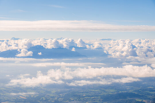 Aerial view of Pyrenees clouds between France and Spain