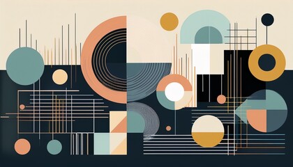 Obraz premium geometric shapes abstract composition circles squares