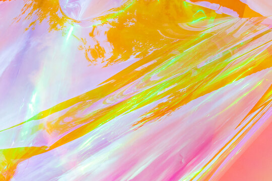 Vibrant holographic surface with rainbow colors