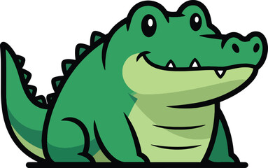 Fototapeta premium Cartoon Green Alligator Isolated 