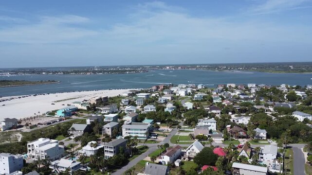 Vilano Beach houses and boat traffic in the distance