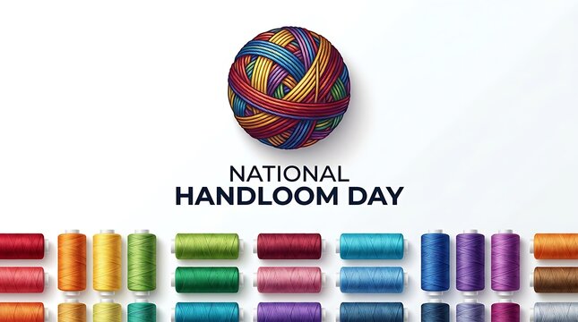 National Handloom Day - Colorful Threads and Yarn Ball.