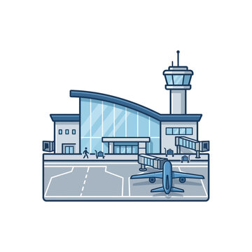 Airport terminal building with control tower.