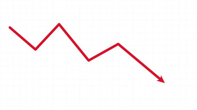 Red Arrow Downward Stock Market Crash Line Graph Animation